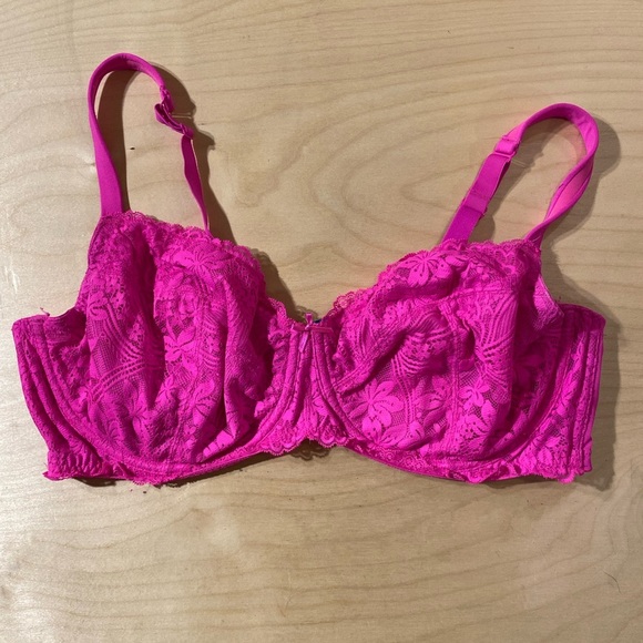 Cacique Lace Underwire Bra in Vibrant Pink Unlined Full Coverage 46 DD (IZ) - Picture 6 of 13